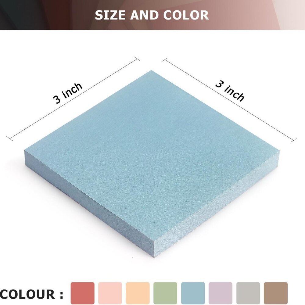 Sticky Notes 8 Vintage Colors 3x3in, Self-Stick Notes Pads with Easy to Post for - Picture 3 of 7